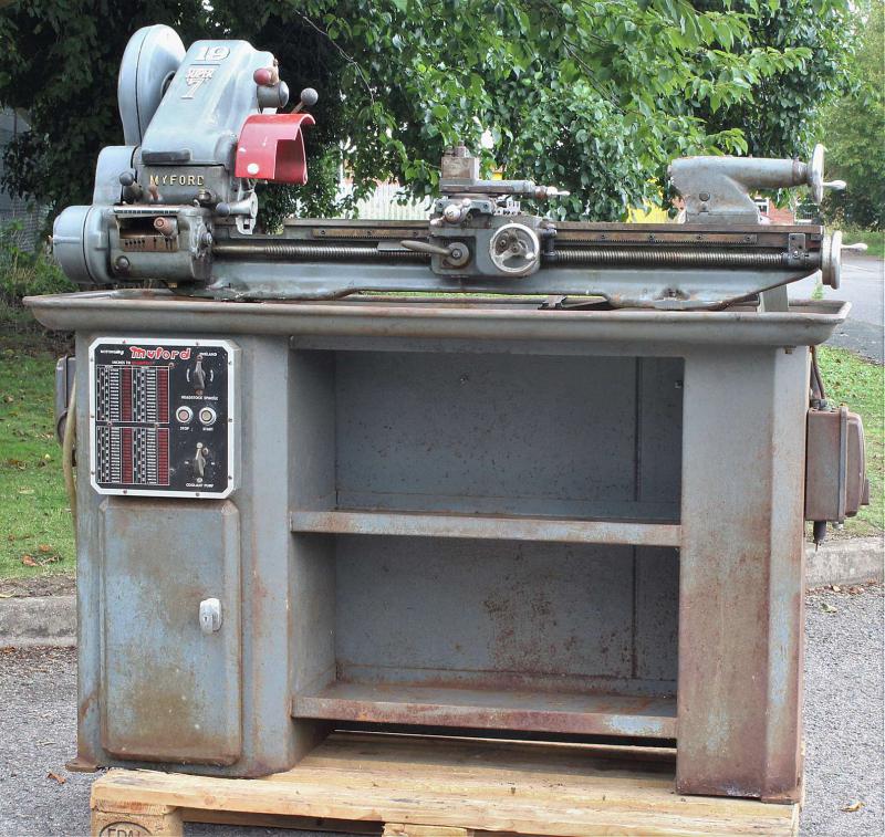 Long bed Myford Super 7B with industrial stand for restoration