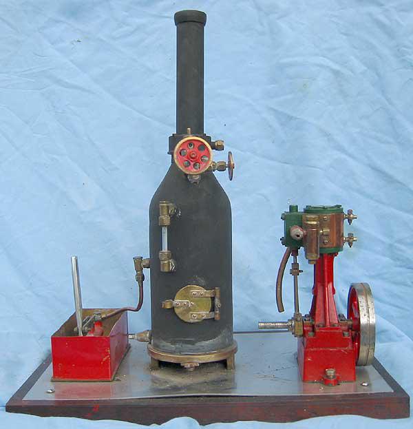 Stuart 10V, coal-fired boiler and hand pump