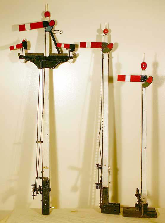 Scratch-built signal box with three signals