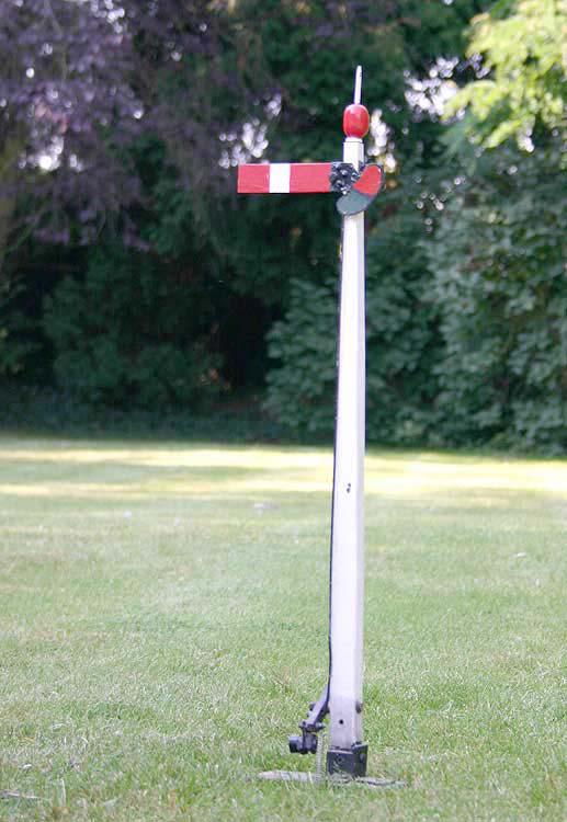 Scratch-built signal box with three signals