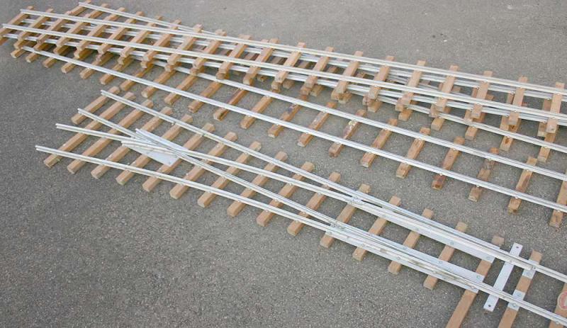 Four 5 inch gauge track panels and point