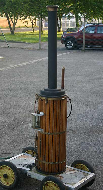 Vertical coal-fired boiler on trolley