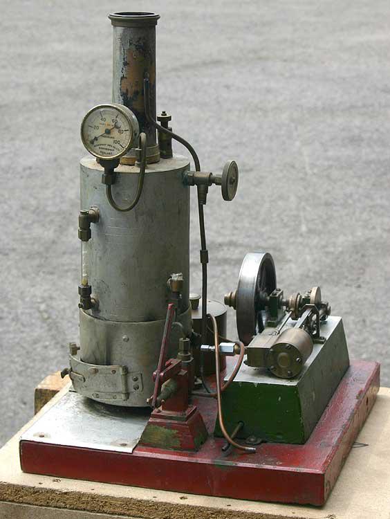 Small stationary steam plant with brass boiler