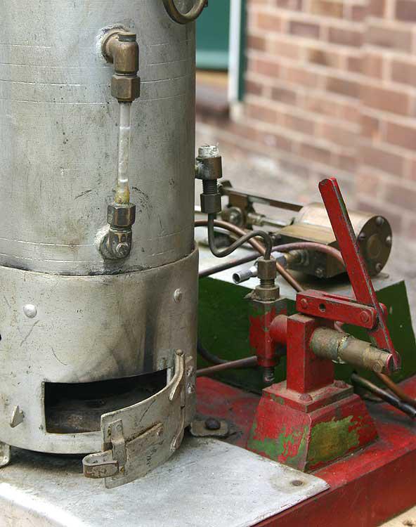 Small stationary steam plant with brass boiler