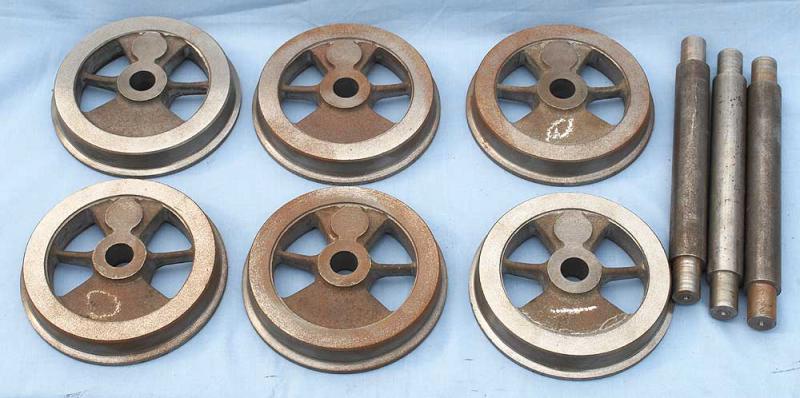 Set 6 7 1/4 inch gauge machined driving wheels