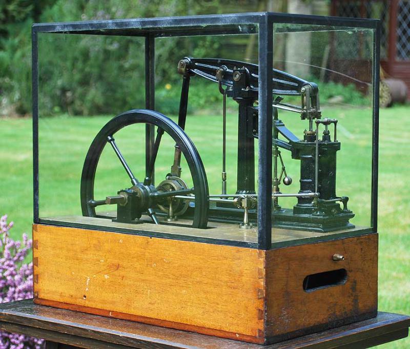 Sanderson beam engine in glass case
