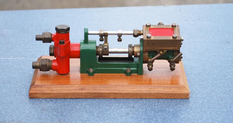 Stuart steam pump on wooden base
