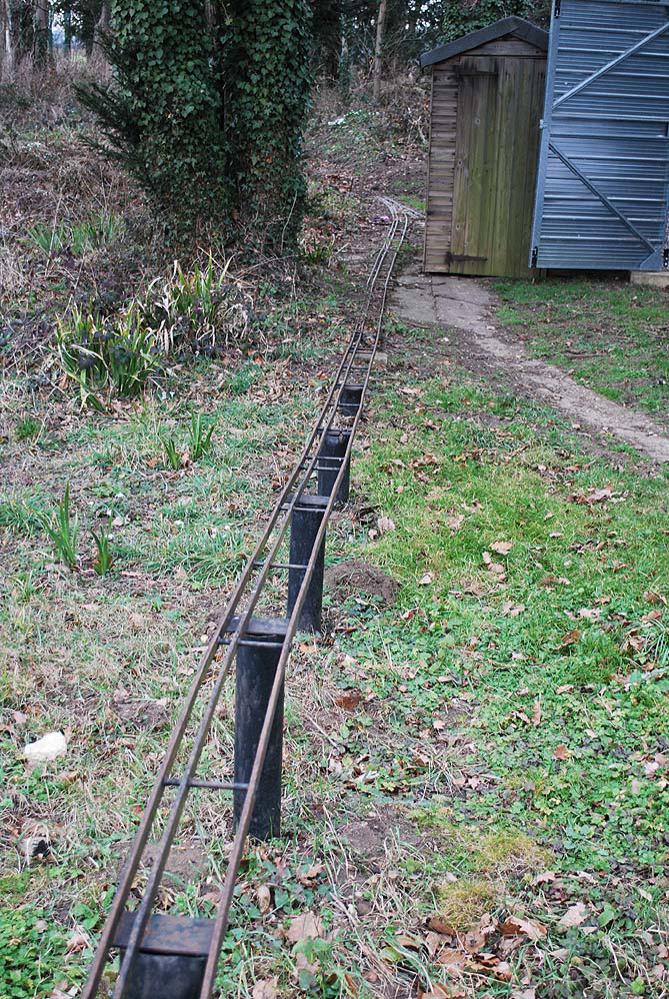 Large quantity ground level 3 1/2 & 5 inch gauge track
