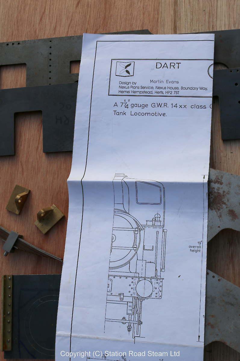 7 1/4 inch gauge GWR 14xx frames, drawings and sundry castings