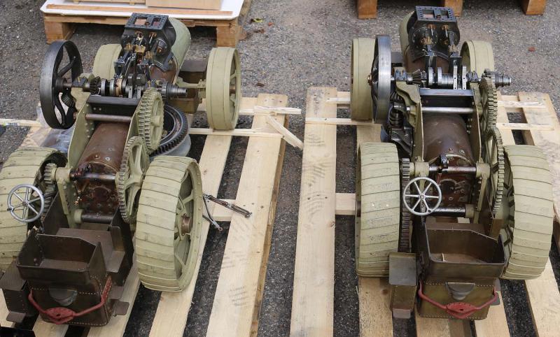 Pair part built Fowler BB1 ploughing engines
