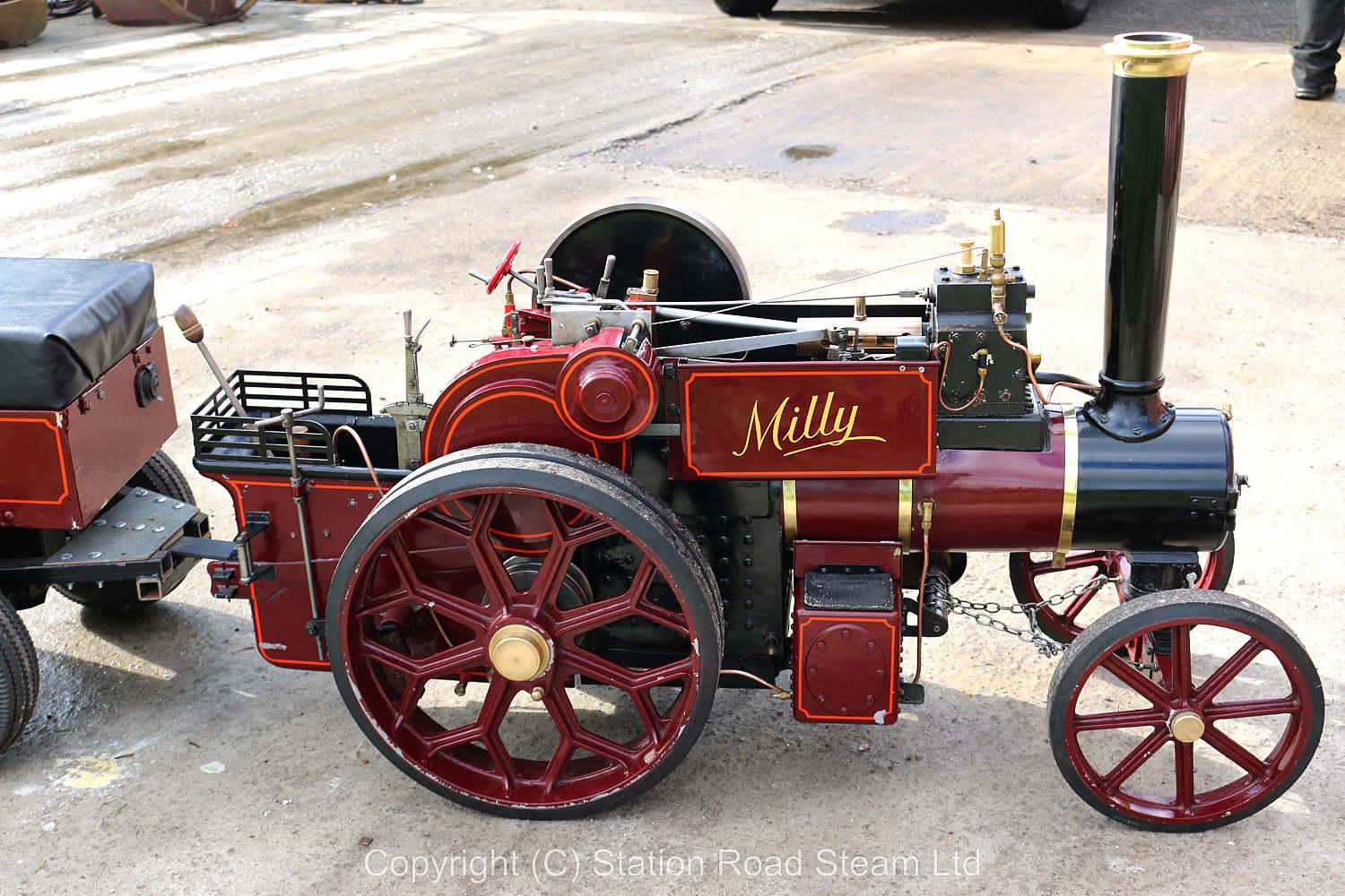 3 inch scale Aveling & Porter steam tractor with driving trolley