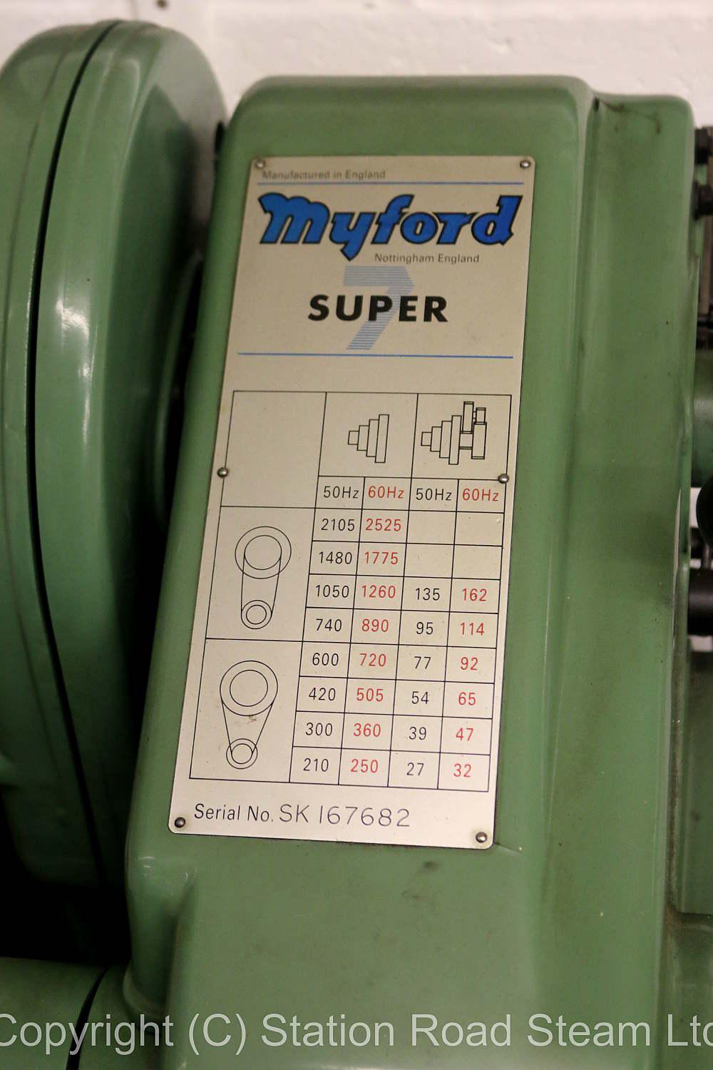 Green Myford Super 7, clutch, power cross feed