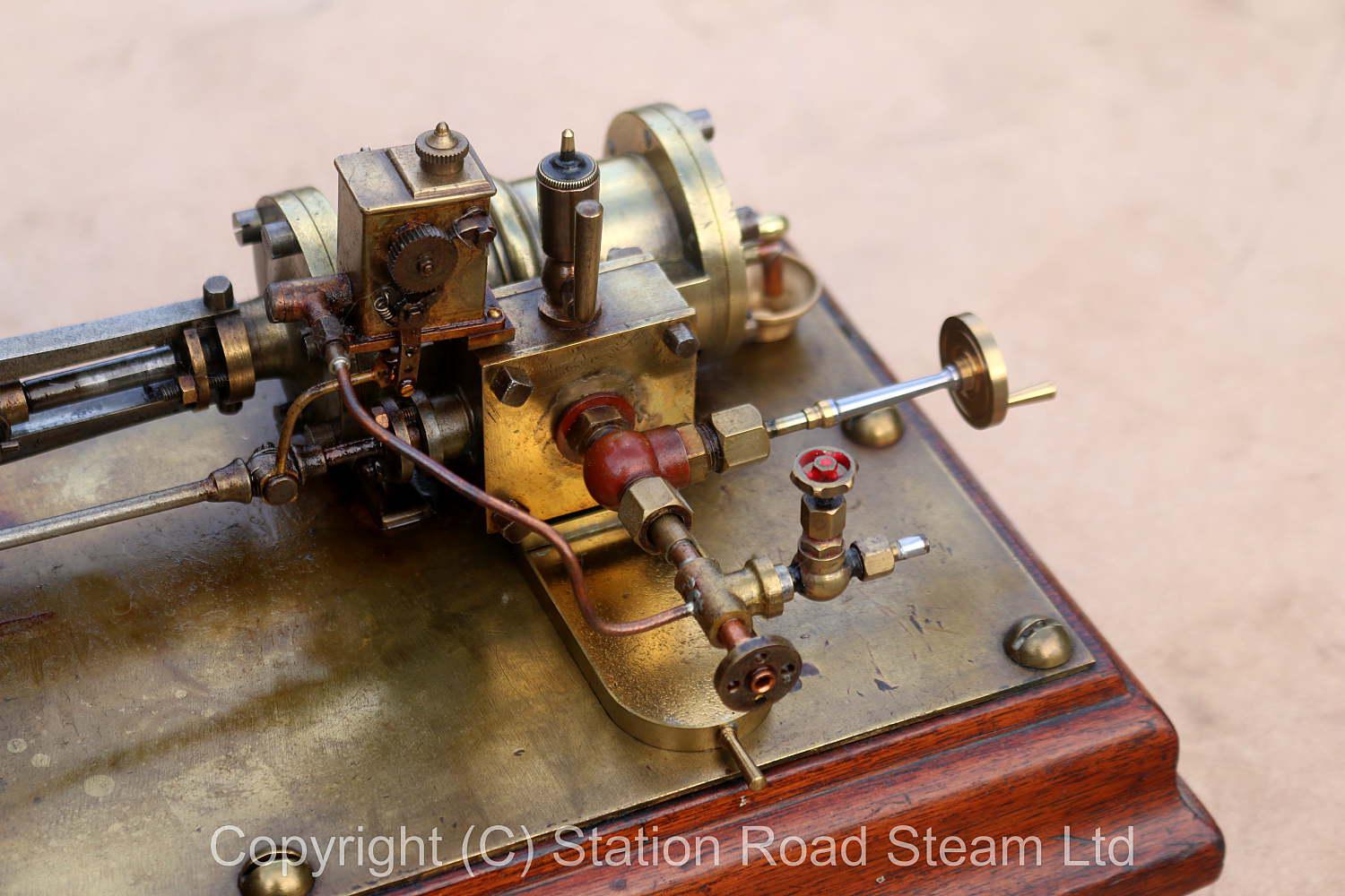 Vintage horizontal mill engine with mechanical lubricator