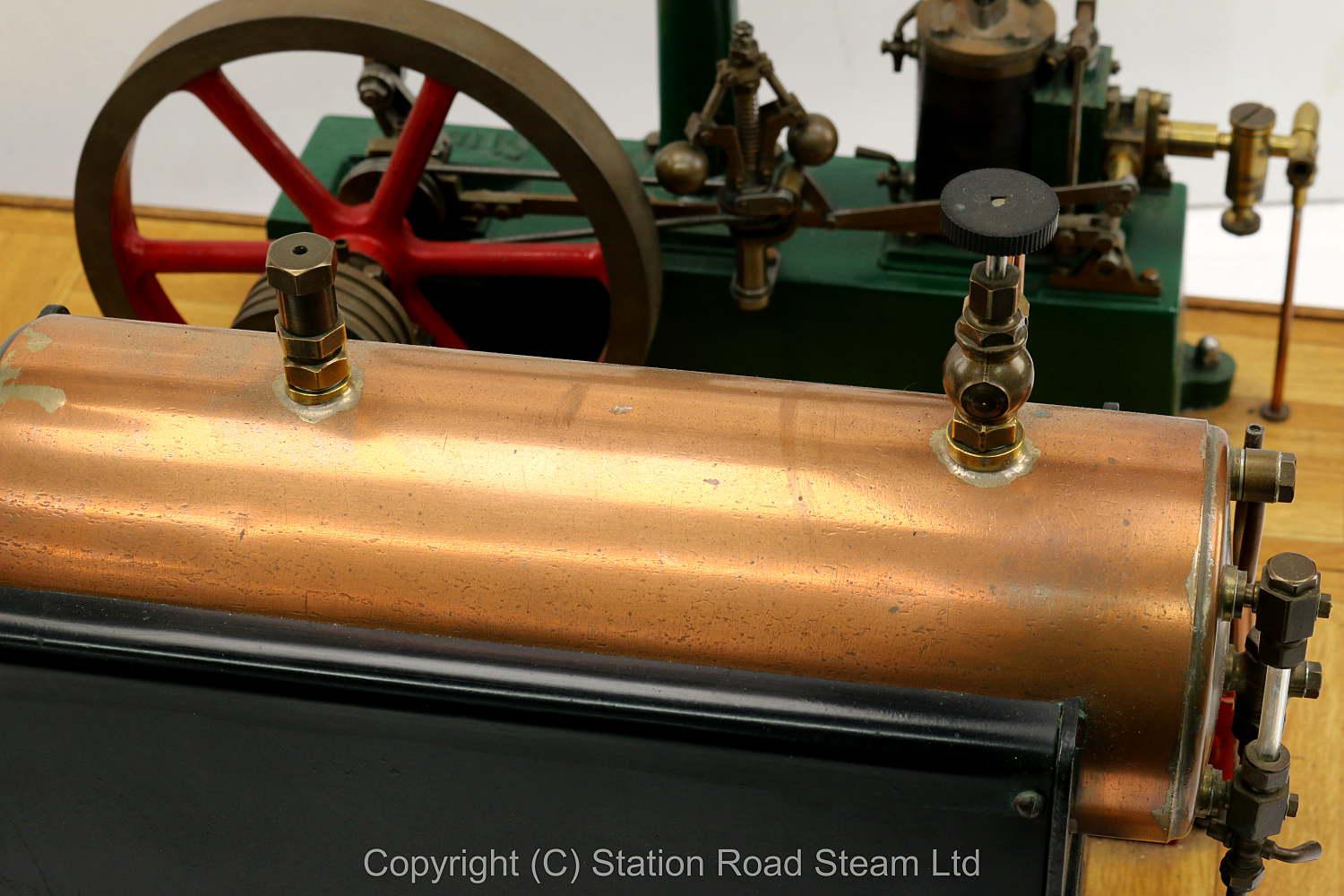 Stuart 504 boiler with beam engine, water tank and hand pump
