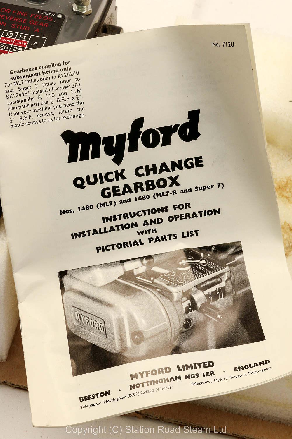 New, boxed Myford quick change gearbox