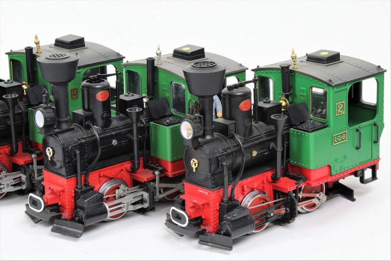 Four LGB G-scale tank locomotives