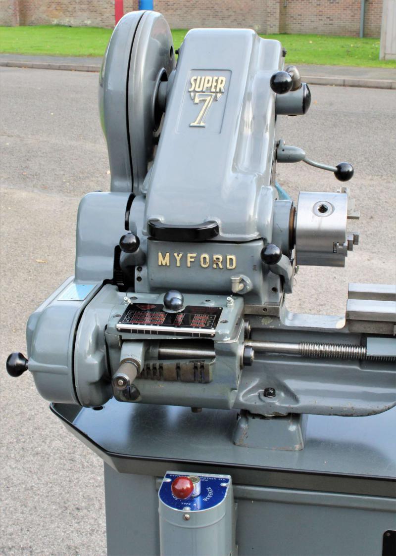 Myford Super 7B on cabinet stand