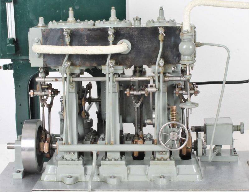 Steam plant with triple expansion engine and vertical boiler