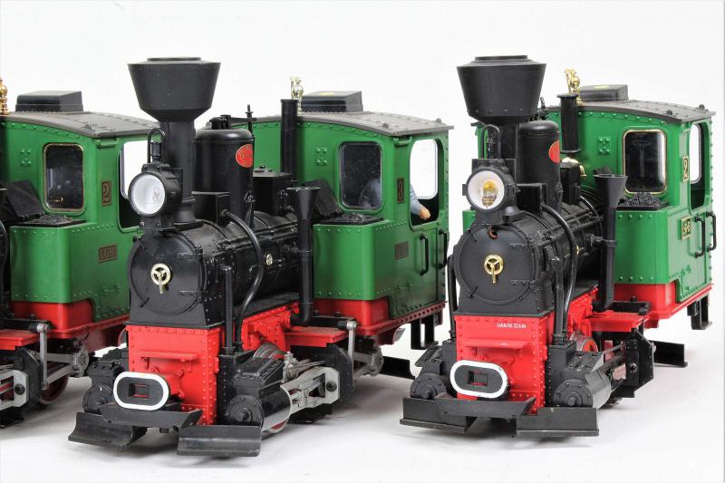 Four LGB G-scale tank locomotives
