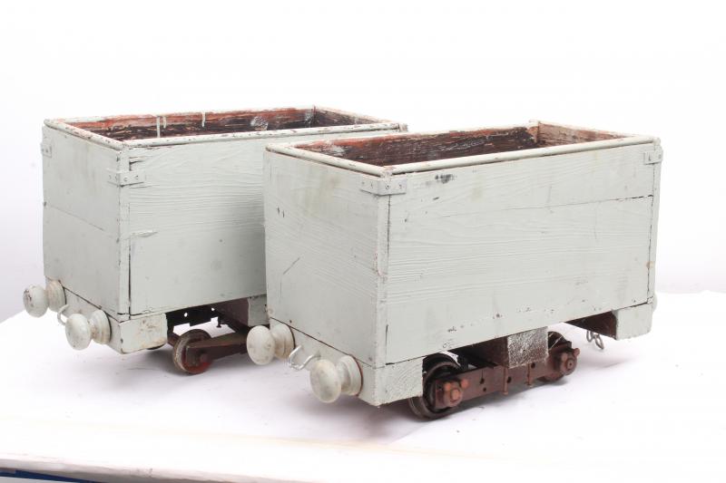 Pair simple 5 inch gauge open wagons