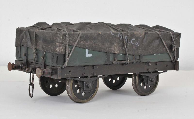 3 1/2 inch gauge LMS wagon with tarpaulin